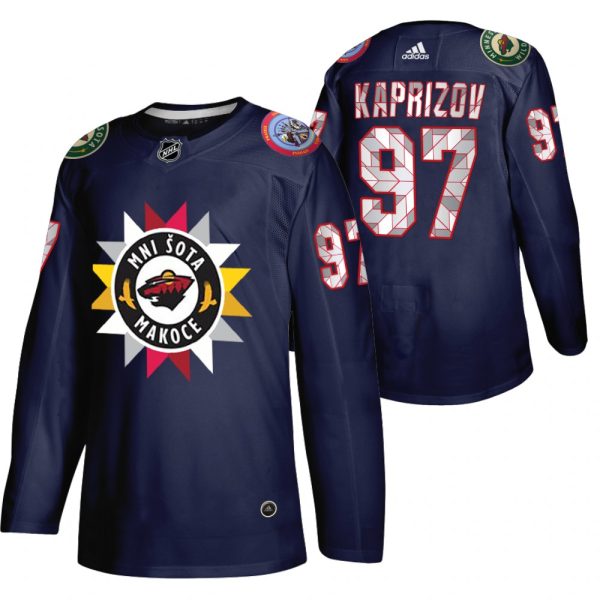 Kinder Minnesota Wild Eishockey Trikot Kirill Kaprizov #97 Native American Heritage Day 2021-22 Navy